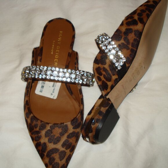 Kurt Geiger London Animal Print rhinestone slides mules sandals eu 39 or 8 - Picture 6 of 8